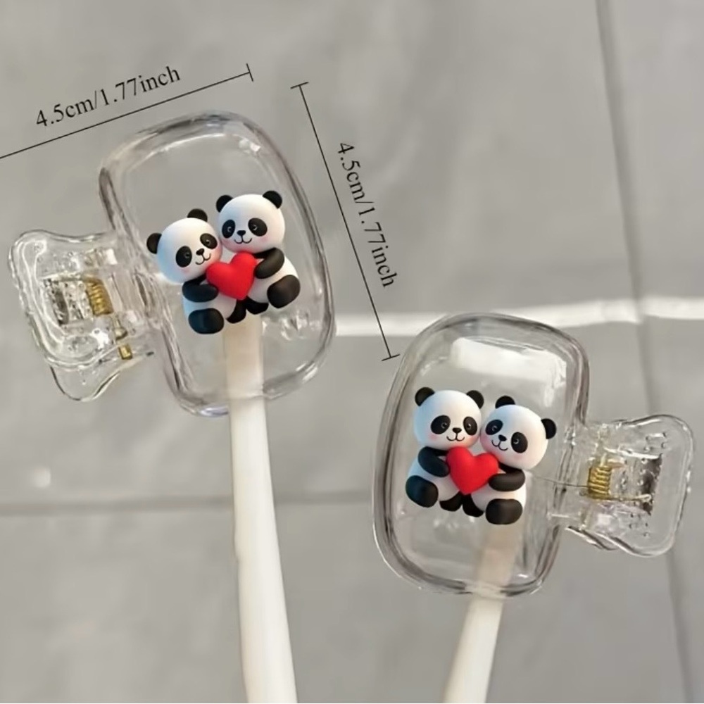 2pc Panda Toothbrush Holder Cute Bathroom Organizer Travel Case Cover